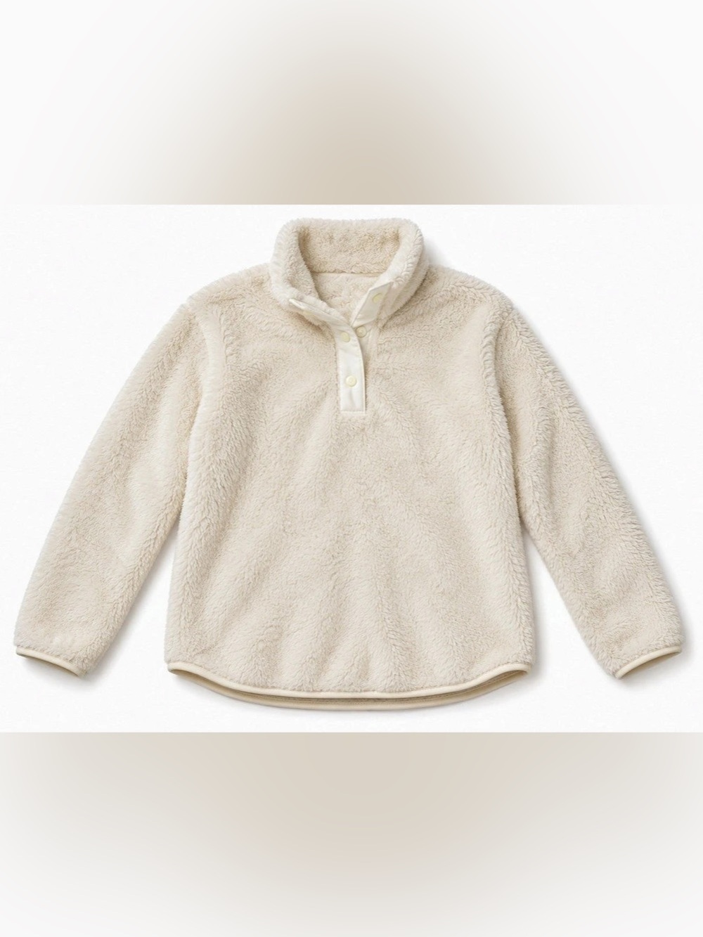 H&Medium Teddy Fleece Pullover with Snap Placket Cream Medium